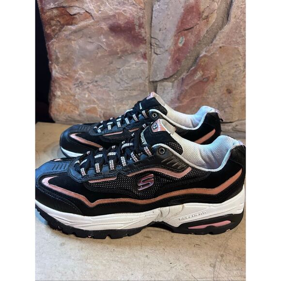 Skechers Sport Women's Size 10 Lace Up Sneakers Black & Pink #11065 - Picture 4 of 11